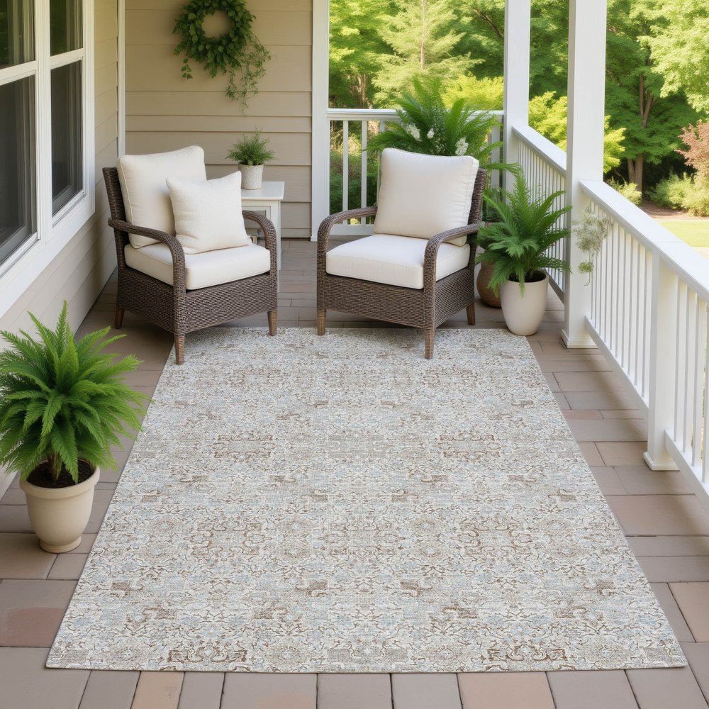 10' X 14' Ivory And Gray Oriental Washable Indoor Outdoor Area Rug HomeRoots