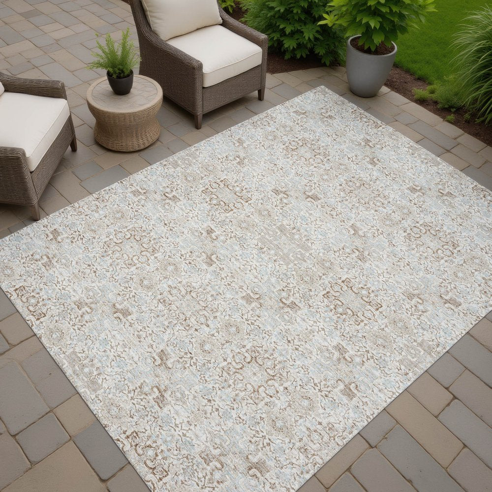 10' X 14' Ivory And Gray Oriental Washable Indoor Outdoor Area Rug HomeRoots