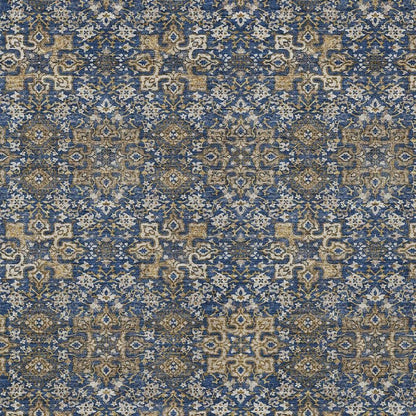 8' X 10' Navy Blue And Silver Oriental Washable Indoor Outdoor Area Rug HomeRoots