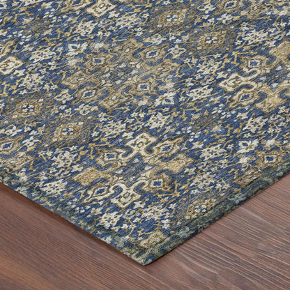 10' X 14' Navy Blue And Silver Oriental Washable Indoor Outdoor Area Rug HomeRoots