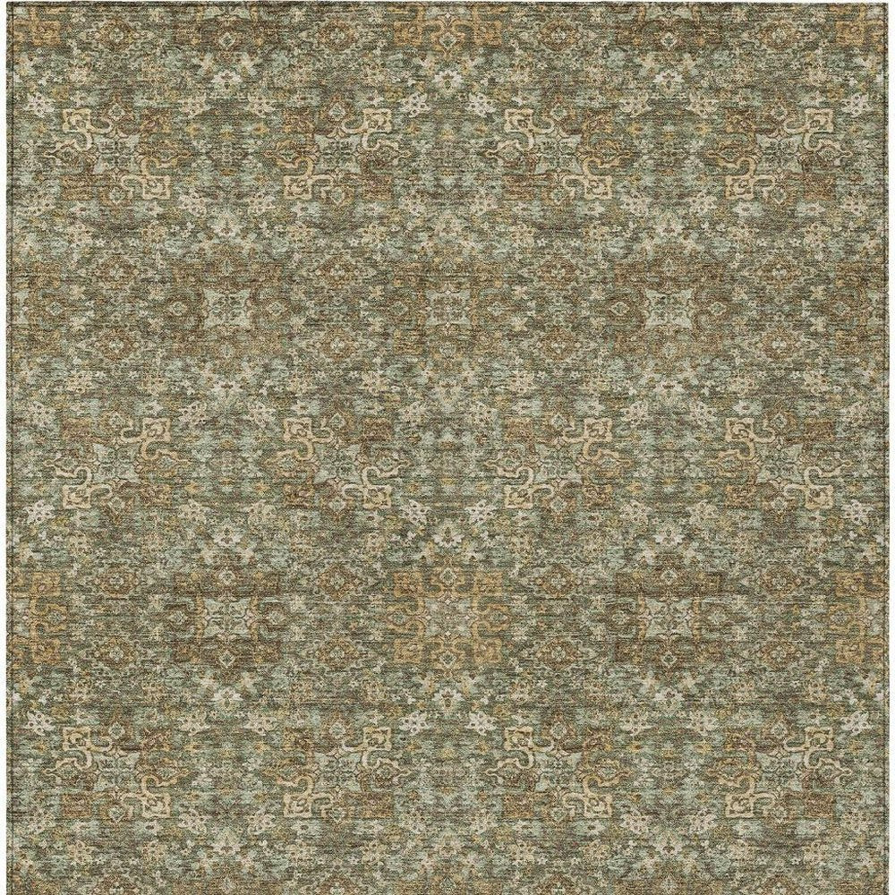 3' X 5' Olive Green And Ivory Oriental Washable Indoor Outdoor Area Rug HomeRoots