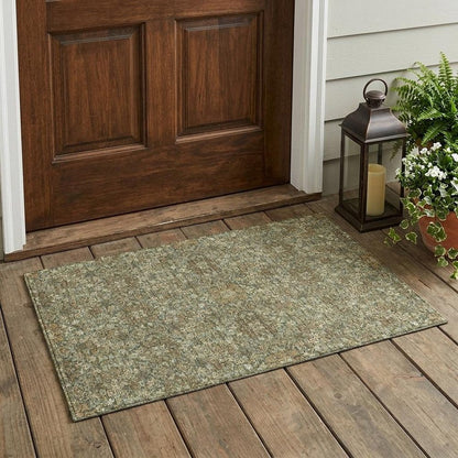3' X 5' Olive Green And Ivory Oriental Washable Indoor Outdoor Area Rug HomeRoots