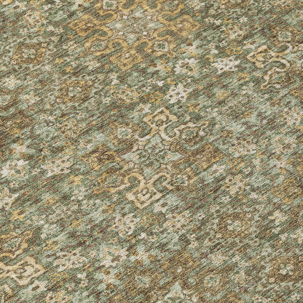5' X 8' Olive Green And Ivory Oriental Washable Indoor Outdoor Area Rug — view 10