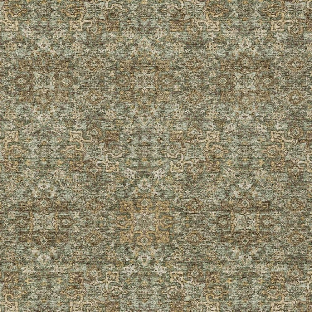 5' X 8' Olive Green And Ivory Oriental Washable Indoor Outdoor Area Rug — view 13
