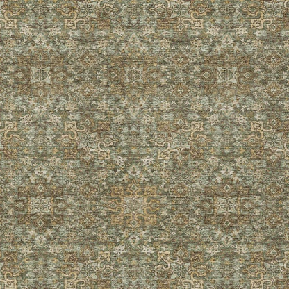 5' X 8' Olive Green And Ivory Oriental Washable Indoor Outdoor Area Rug HomeRoots