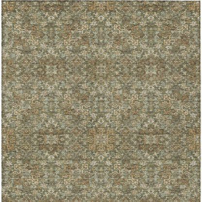 8' X 10' Olive Green And Ivory Oriental Washable Indoor Outdoor Area Rug HomeRoots