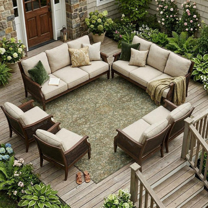 8' X 10' Olive Green And Ivory Oriental Washable Indoor Outdoor Area Rug HomeRoots