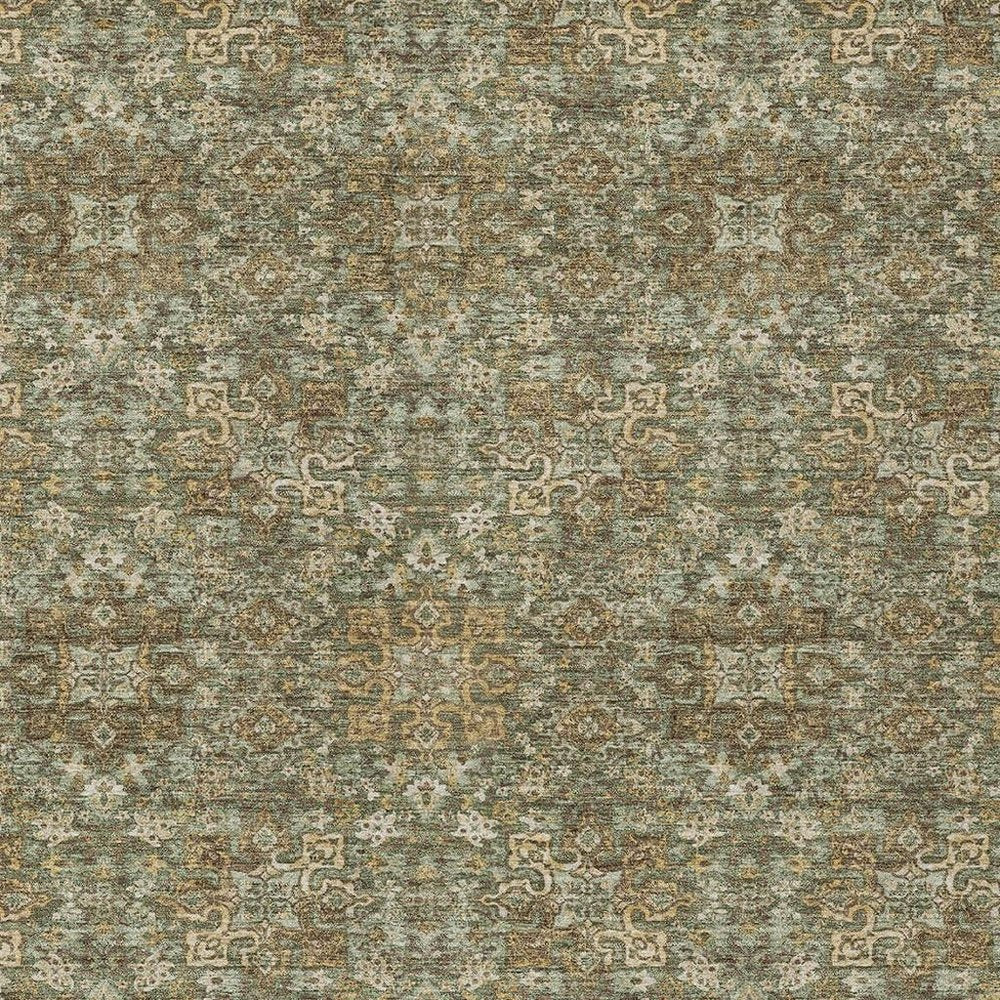 8' X 10' Olive Green And Ivory Oriental Washable Indoor Outdoor Area Rug HomeRoots