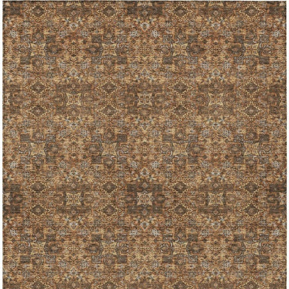 3' X 5' Orange And Linen Oriental Washable Indoor Outdoor Area Rug HomeRoots