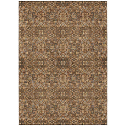 3' X 5' Orange And Linen Oriental Washable Indoor Outdoor Area Rug