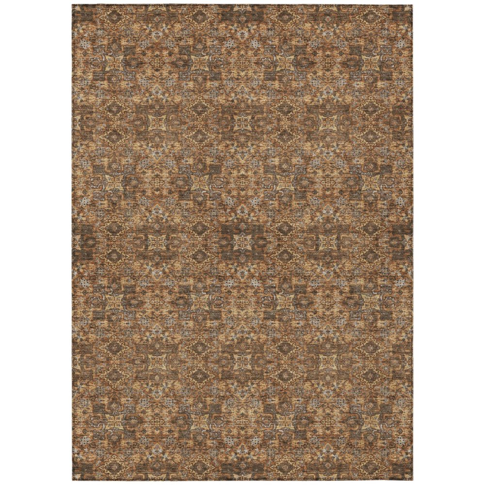 3' X 5' Orange And Linen Oriental Washable Indoor Outdoor Area Rug HomeRoots