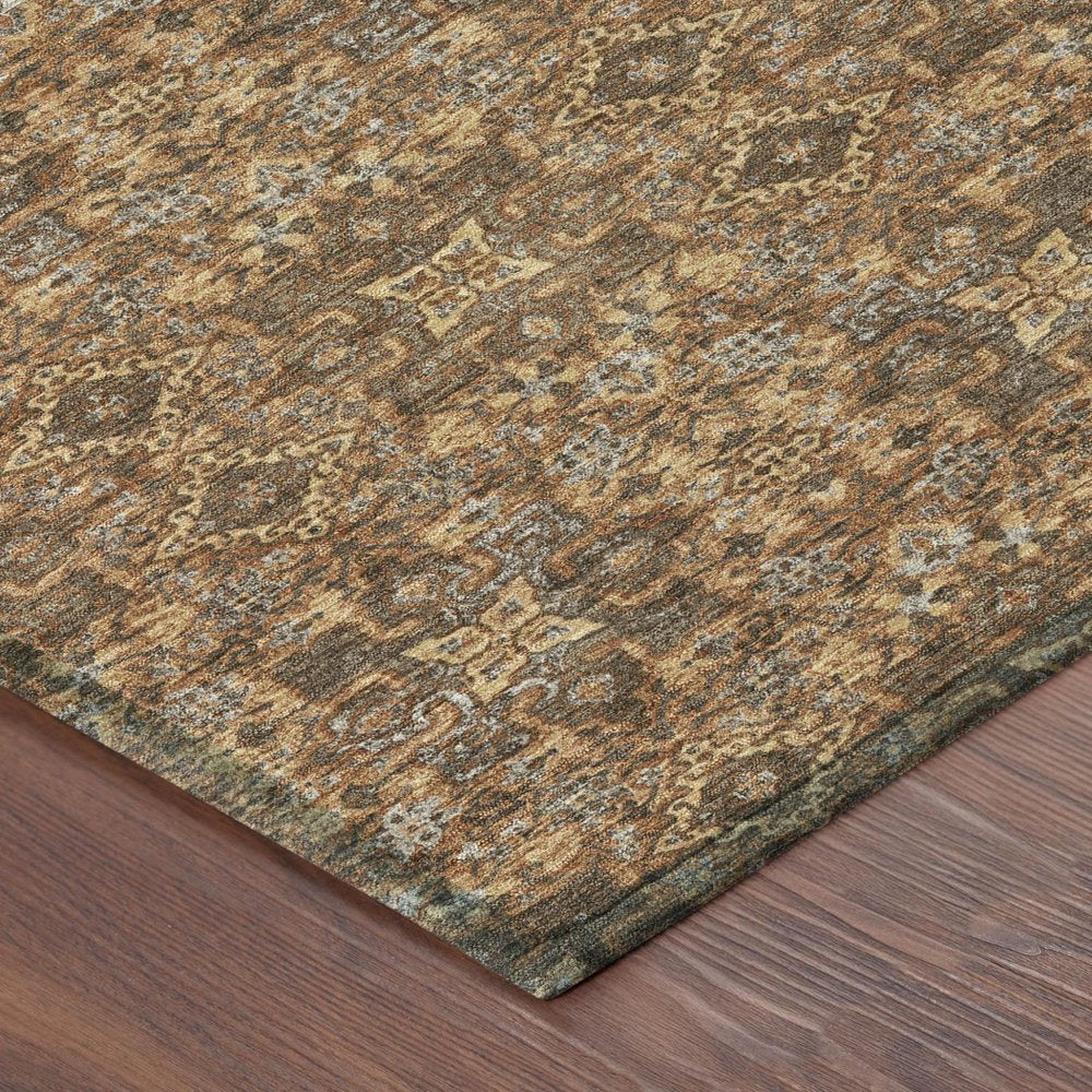 3' X 5' Orange And Linen Oriental Washable Indoor Outdoor Area Rug HomeRoots