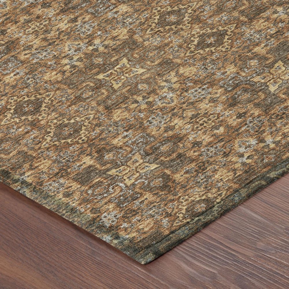 3' X 5' Orange And Linen Oriental Washable Indoor Outdoor Area Rug