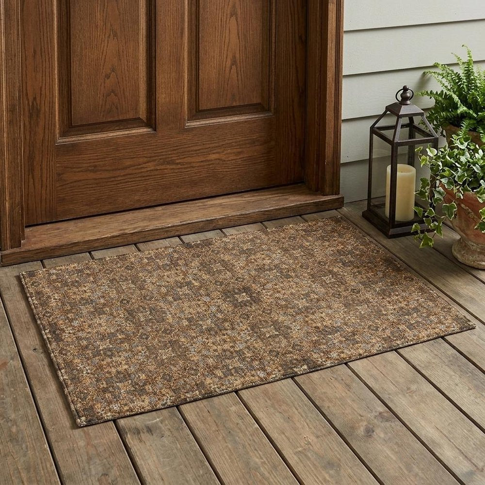3' X 5' Orange And Linen Oriental Washable Indoor Outdoor Area Rug HomeRoots