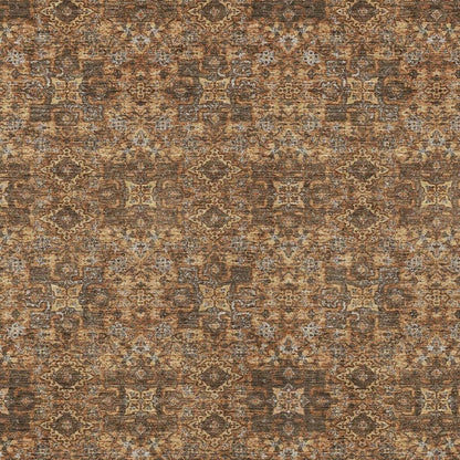 3' X 5' Orange And Linen Oriental Washable Indoor Outdoor Area Rug