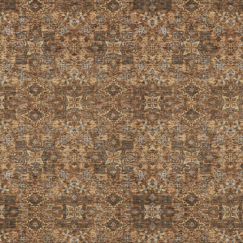 3' X 5' Orange And Linen Oriental Washable Indoor Outdoor Area Rug — view 6