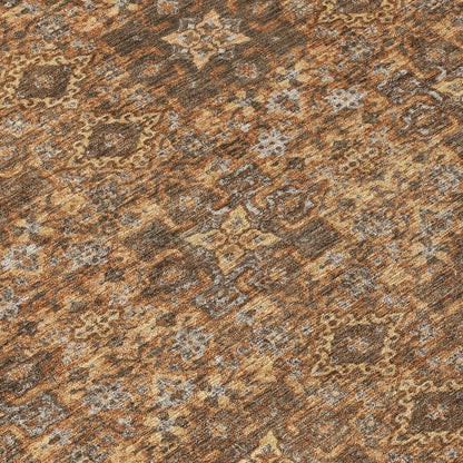 8' Orange And Linen Round Oriental Washable Indoor Outdoor Area Rug HomeRoots