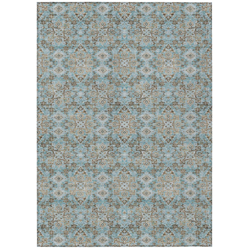 9' X 12' Teal Blue And Blue Oriental Washable Indoor Outdoor Area Rug HomeRoots