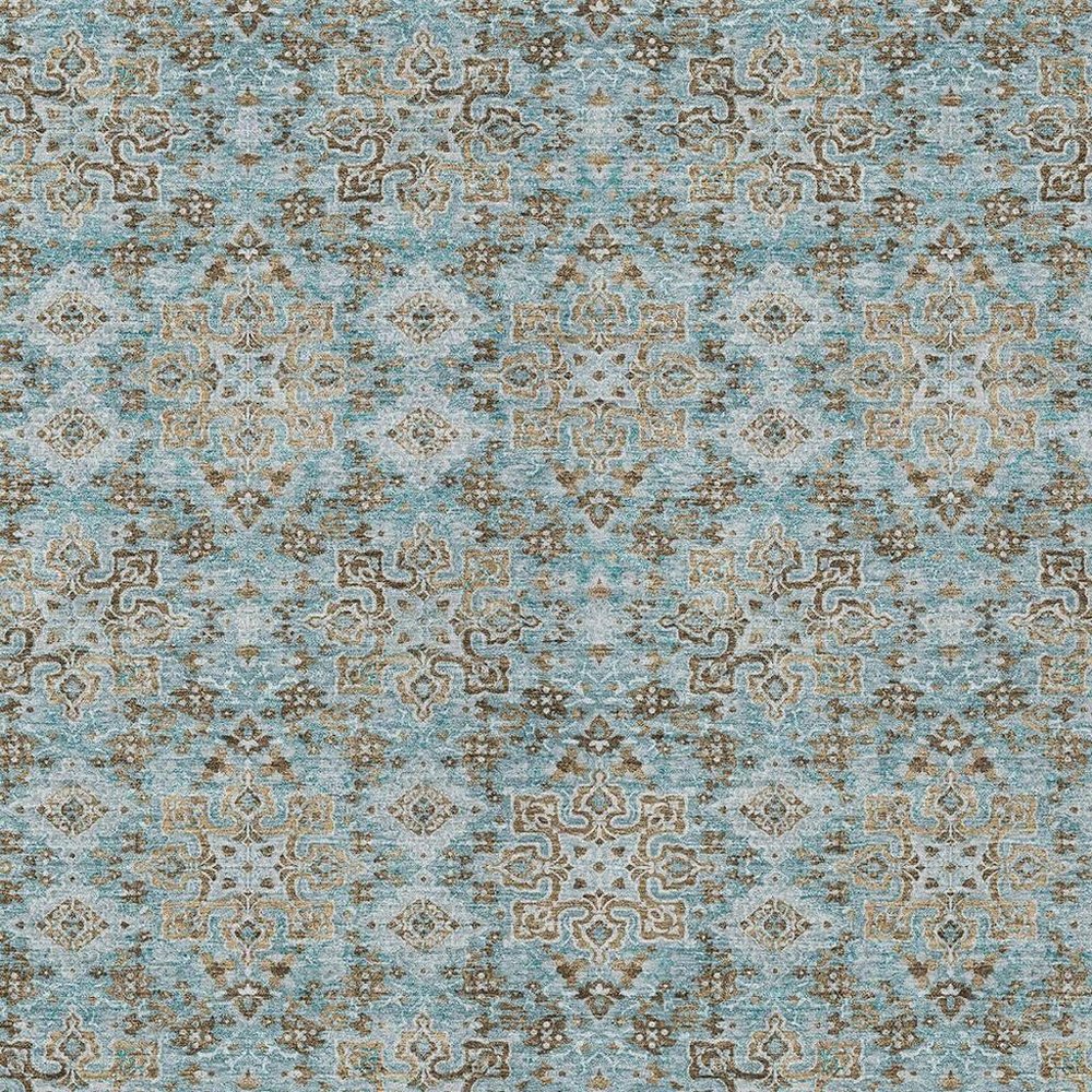 9' X 12' Teal Blue And Blue Oriental Washable Indoor Outdoor Area Rug HomeRoots