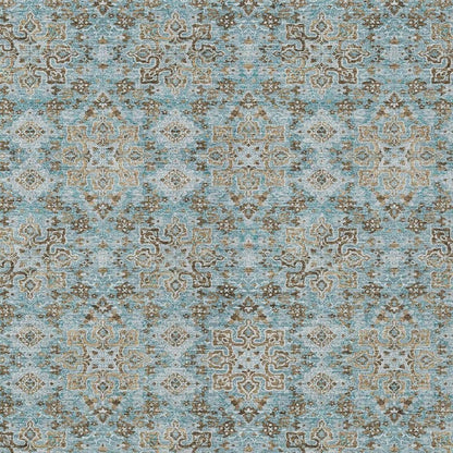9' X 12' Teal Blue And Blue Oriental Washable Indoor Outdoor Area Rug HomeRoots
