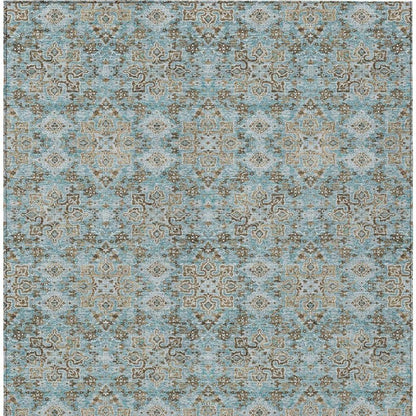 10' X 14' Teal Blue And Blue Oriental Washable Indoor Outdoor Area Rug HomeRoots