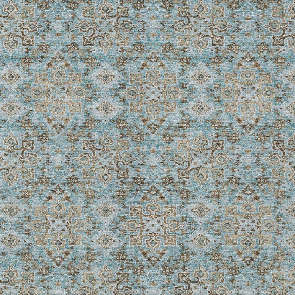 10' X 14' Teal Blue And Blue Oriental Washable Indoor Outdoor Area Rug HomeRoots