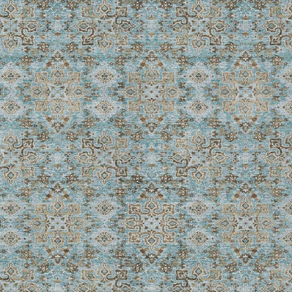 10' X 14' Teal Blue And Blue Oriental Washable Indoor Outdoor Area Rug HomeRoots