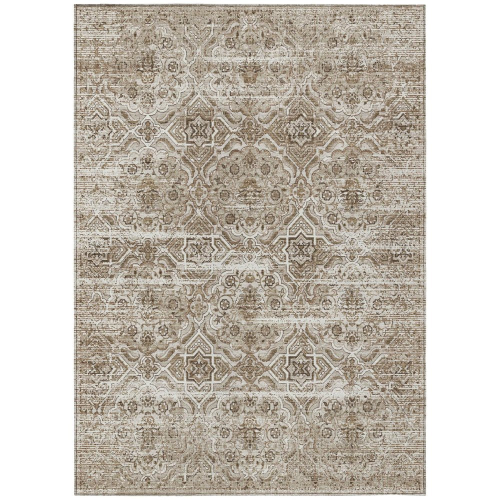 3' X 5' Beige And Brown Floral Washable Indoor Outdoor Area Rug HomeRoots
