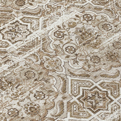 10' X 14' Beige And Brown Floral Washable Indoor Outdoor Area Rug HomeRoots