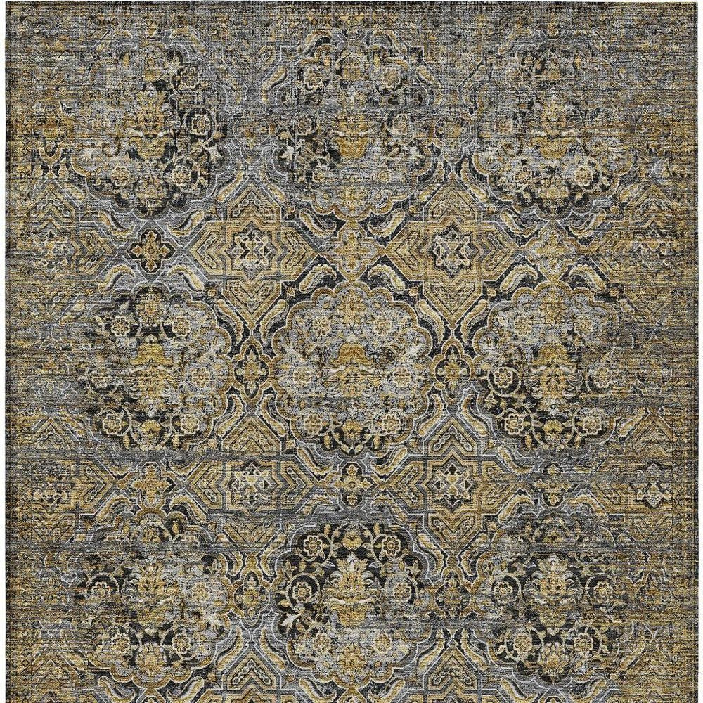 3' X 5' Black And Coffee Floral Washable Indoor Outdoor Area Rug — view 7