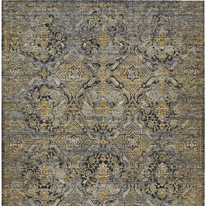 3' X 5' Black And Coffee Floral Washable Indoor Outdoor Area Rug HomeRoots