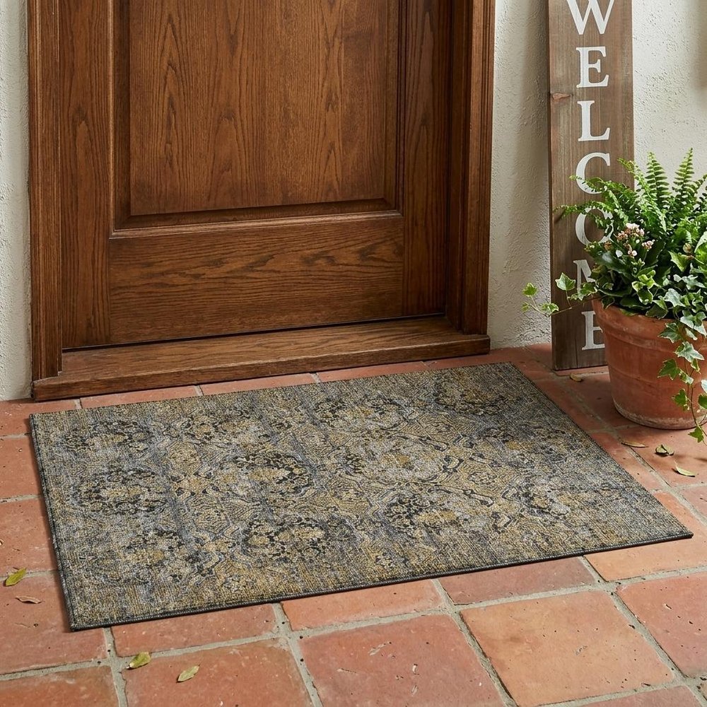 3' X 5' Black And Coffee Floral Washable Indoor Outdoor Area Rug HomeRoots