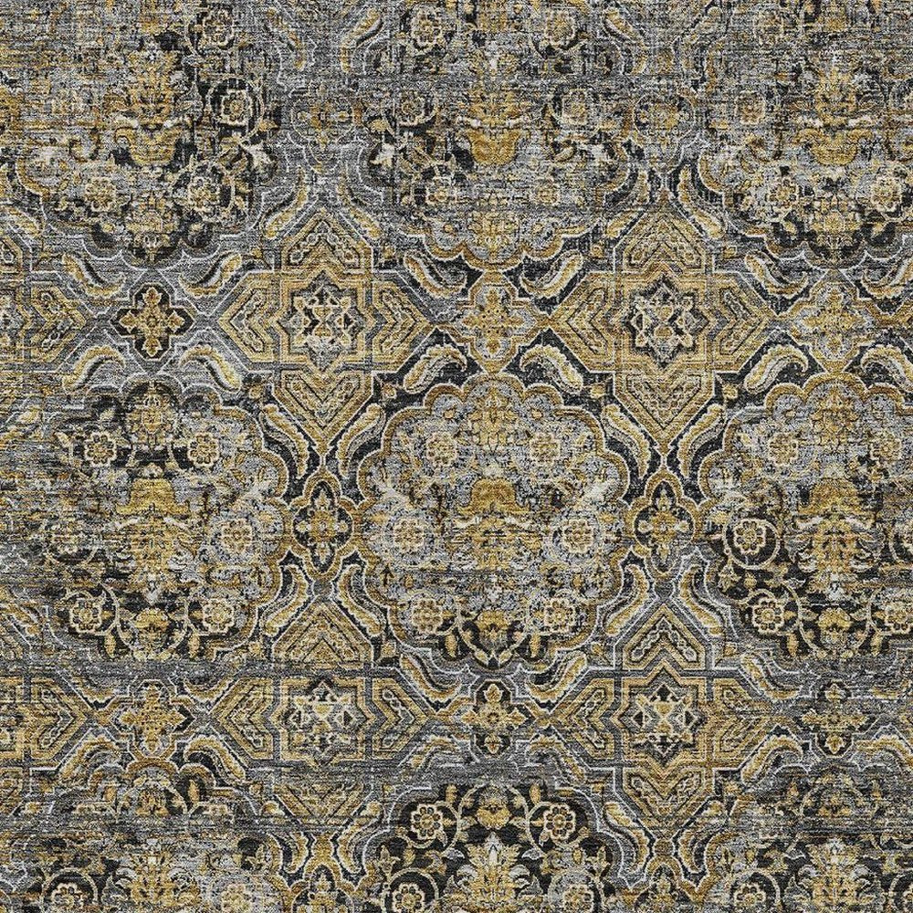 3' X 5' Black And Coffee Floral Washable Indoor Outdoor Area Rug — view 6