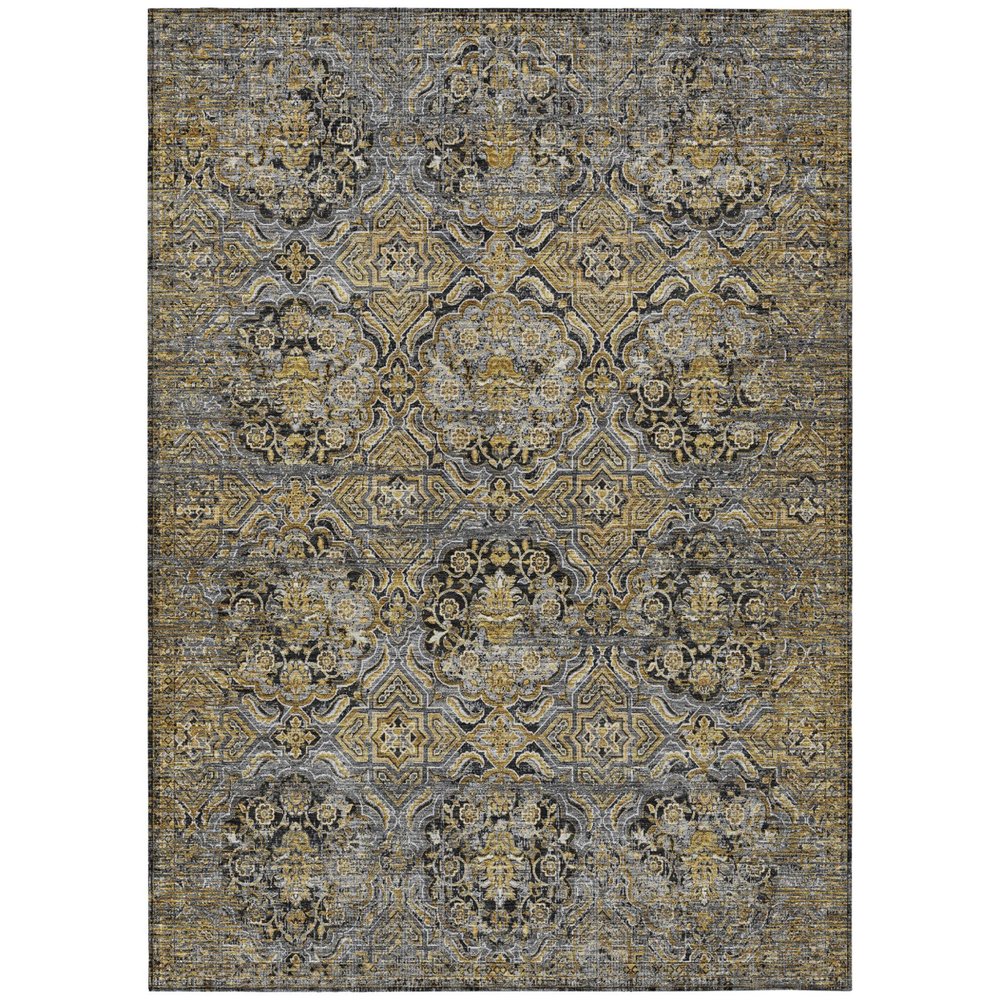 5' X 8' Black And Coffee Floral Washable Indoor Outdoor Area Rug HomeRoots
