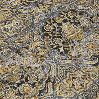 5' X 8' Black And Coffee Floral Washable Indoor Outdoor Area Rug HomeRoots