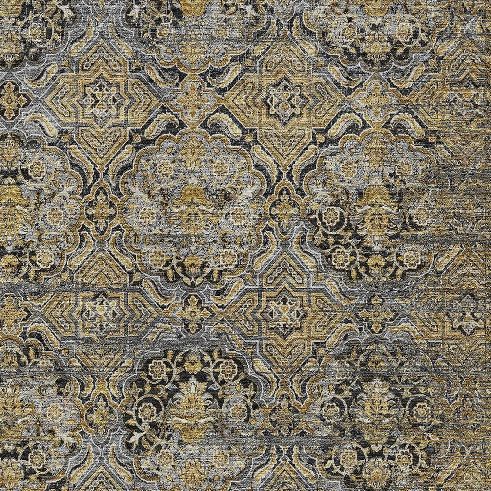 5' X 8' Black And Coffee Floral Washable Indoor Outdoor Area Rug — view 6