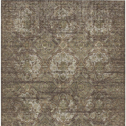 3' X 5' Chocolate And Brown Floral Washable Indoor Outdoor Area Rug HomeRoots