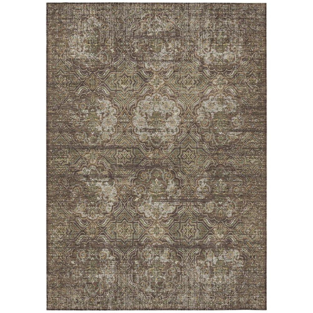 3' X 5' Chocolate And Brown Floral Washable Indoor Outdoor Area Rug HomeRoots