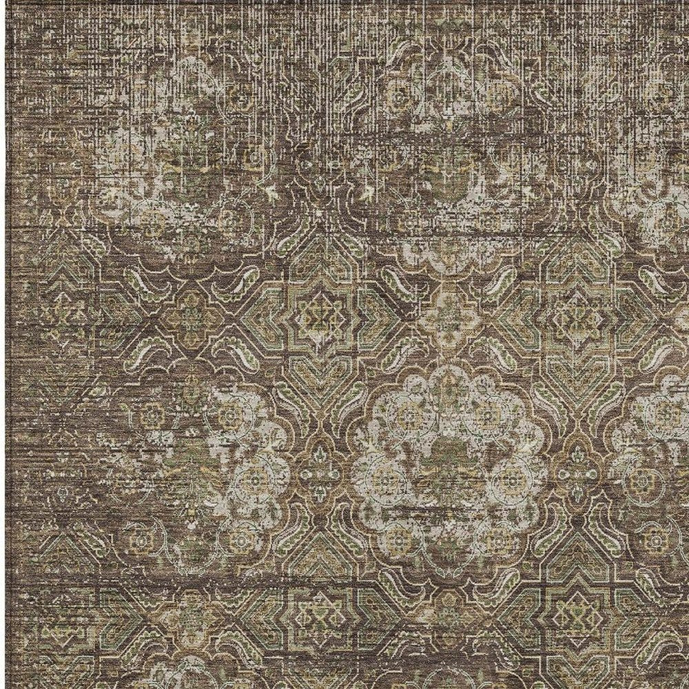3' X 5' Chocolate And Brown Floral Washable Indoor Outdoor Area Rug HomeRoots