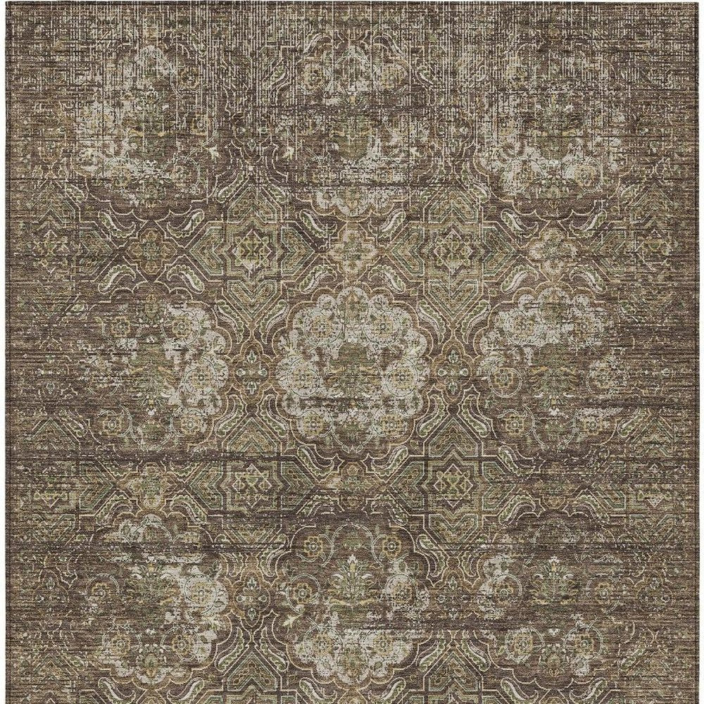5' X 8' Chocolate And Brown Floral Washable Indoor Outdoor Area Rug HomeRoots