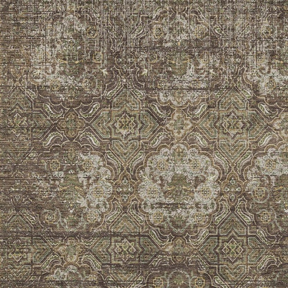 5' X 8' Chocolate And Brown Floral Washable Indoor Outdoor Area Rug