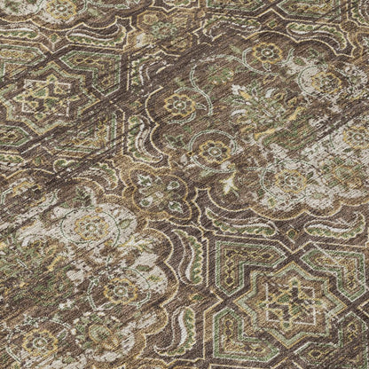 8' Chocolate And Brown Round Floral Washable Indoor Outdoor Area Rug HomeRoots