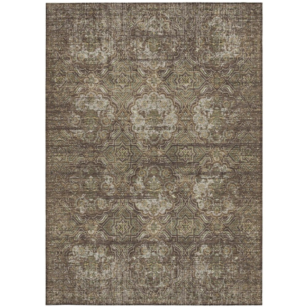 8' X 10' Chocolate And Brown Floral Washable Indoor Outdoor Area Rug HomeRoots
