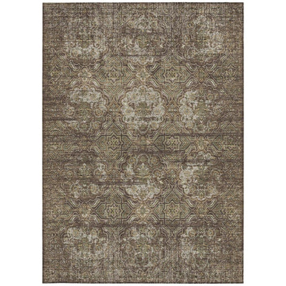 8' X 10' Chocolate And Brown Floral Washable Indoor Outdoor Area Rug HomeRoots