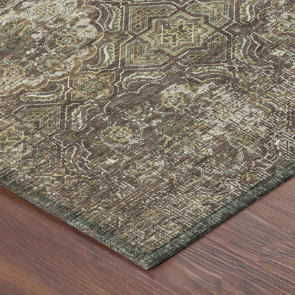 8' X 10' Chocolate And Brown Floral Washable Indoor Outdoor Area Rug HomeRoots