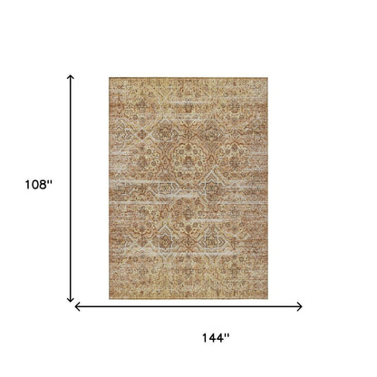 9' X 12' Copper And Purple Floral Washable Indoor Outdoor Area Rug HomeRoots