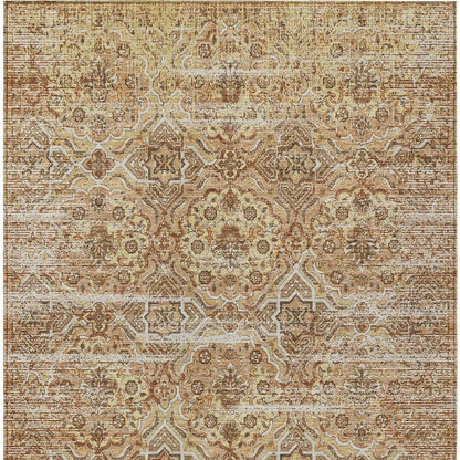 9' X 12' Copper And Purple Floral Washable Indoor Outdoor Area Rug HomeRoots