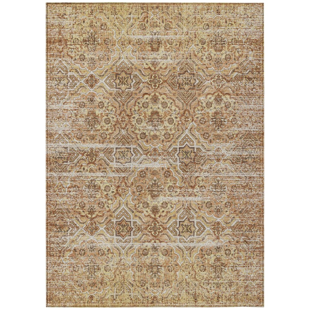 9' X 12' Copper And Purple Floral Washable Indoor Outdoor Area Rug HomeRoots