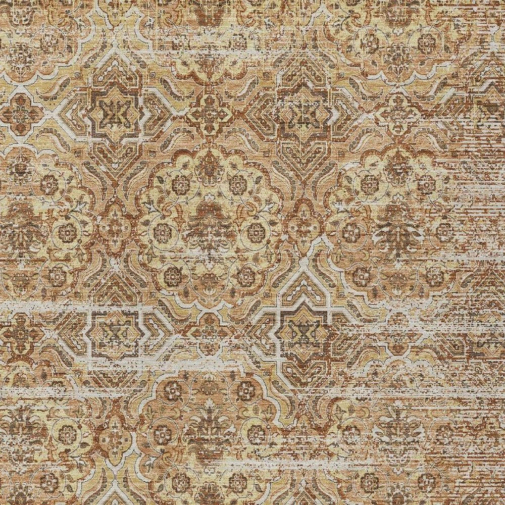 9' X 12' Copper And Purple Floral Washable Indoor Outdoor Area Rug — view 7