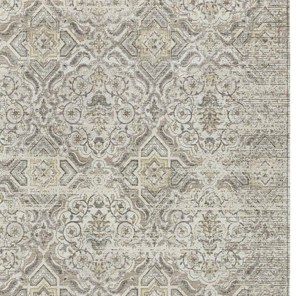3' X 5' Ivory And Linen Floral Washable Indoor Outdoor Area Rug HomeRoots